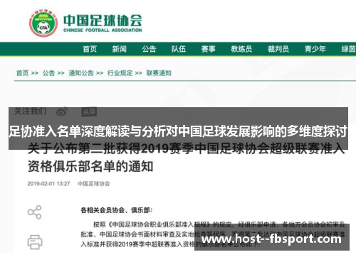 足协准入名单深度解读与分析对中国足球发展影响的多维度探讨